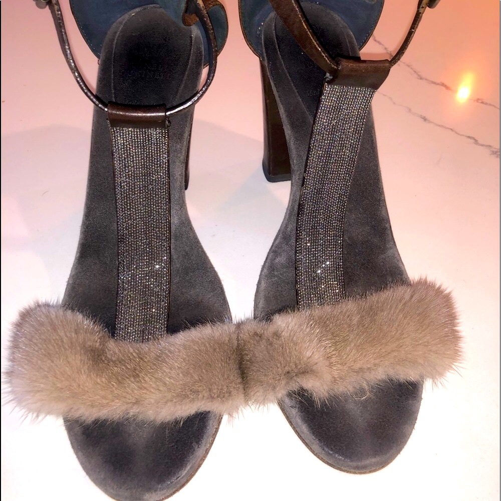Brunello Cuccinelli Fur Sandals Sze.10